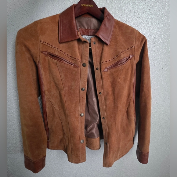 Vintage Old West Lambskin Leather Western Jacket Brown Medium - Picture 2 of 6